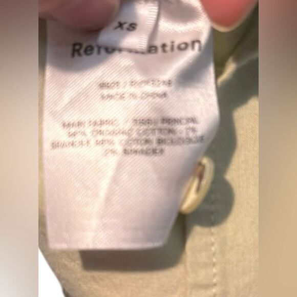 Reformation Poplin Puffed Sleeve “The Beckett Dress” in Light Green & Tiered XS - Picture 6 of 6